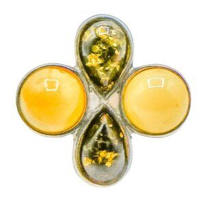 Baltic & Butterscotch Amber Sterling Silver Statement Ring Size 9